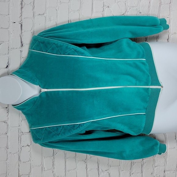 Vintage Teal Quilted Velour Jacket 💘 - Picture 1 of 5